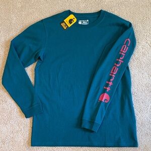 NWT Carhartt Women’s Long Sleeve T Shirt Teal Green Small